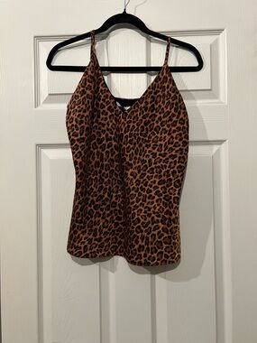 Leopard Print Spaghetti Strap Cami Top - Brown/Black